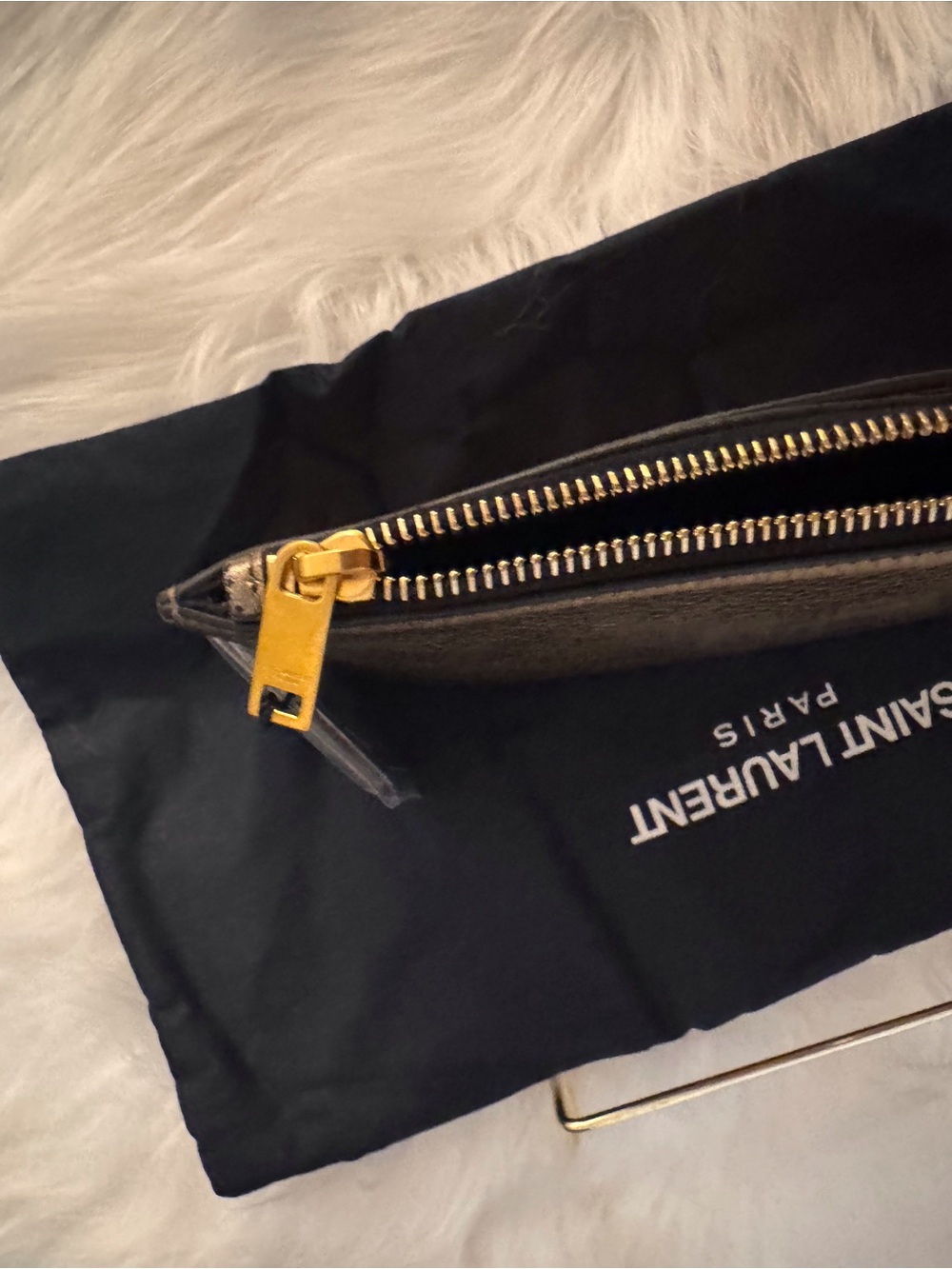 Saint Laurent (YSL) Metallic Gold Leather Pouch/Bill Wallet/ Clutch - Picture 12 of 12